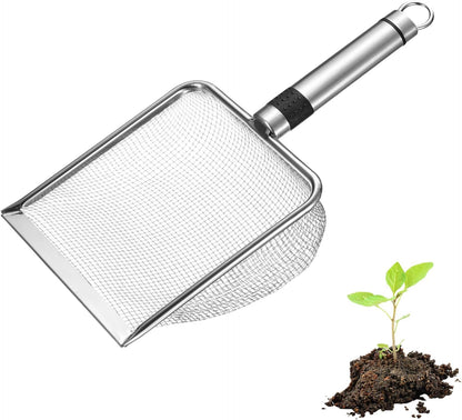 4-Pack Gardening Soil Sifter, 2/2.8/3.8/5 mm Mesh Stainless Steel Sand Soil Compost Sieve with Stainless Steel Handle for Sand/Dirt/Rock Compost, Screen Potting Scoop [Silver Tone]