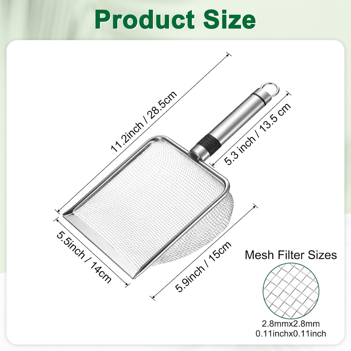 4-Pack Gardening Soil Sifter, 2/2.8/3.8/5 mm Mesh Stainless Steel Sand Soil Compost Sieve with Stainless Steel Handle for Sand/Dirt/Rock Compost, Screen Potting Scoop [Silver Tone]