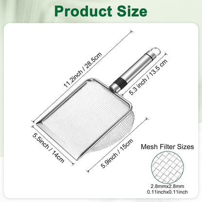 4-Pack Gardening Soil Sifter, 2/2.8/3.8/5 mm Mesh Stainless Steel Sand Soil Compost Sieve with Stainless Steel Handle for Sand/Dirt/Rock Compost, Screen Potting Scoop [Silver Tone]