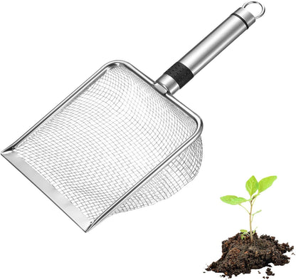 4-Pack Gardening Soil Sifter, 2/2.8/3.8/5 mm Mesh Stainless Steel Sand Soil Compost Sieve with Stainless Steel Handle for Sand/Dirt/Rock Compost, Screen Potting Scoop [Silver Tone]