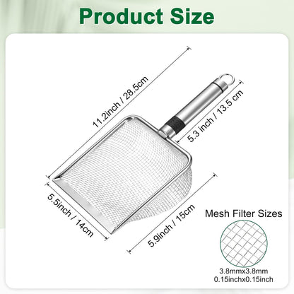 4-Pack Gardening Soil Sifter, 2/2.8/3.8/5 mm Mesh Stainless Steel Sand Soil Compost Sieve with Stainless Steel Handle for Sand/Dirt/Rock Compost, Screen Potting Scoop [Silver Tone]