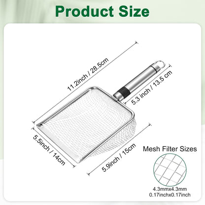 4-Pack Gardening Soil Sifter, 2/2.8/3.8/5 mm Mesh Stainless Steel Sand Soil Compost Sieve with Stainless Steel Handle for Sand/Dirt/Rock Compost, Screen Potting Scoop [Silver Tone]