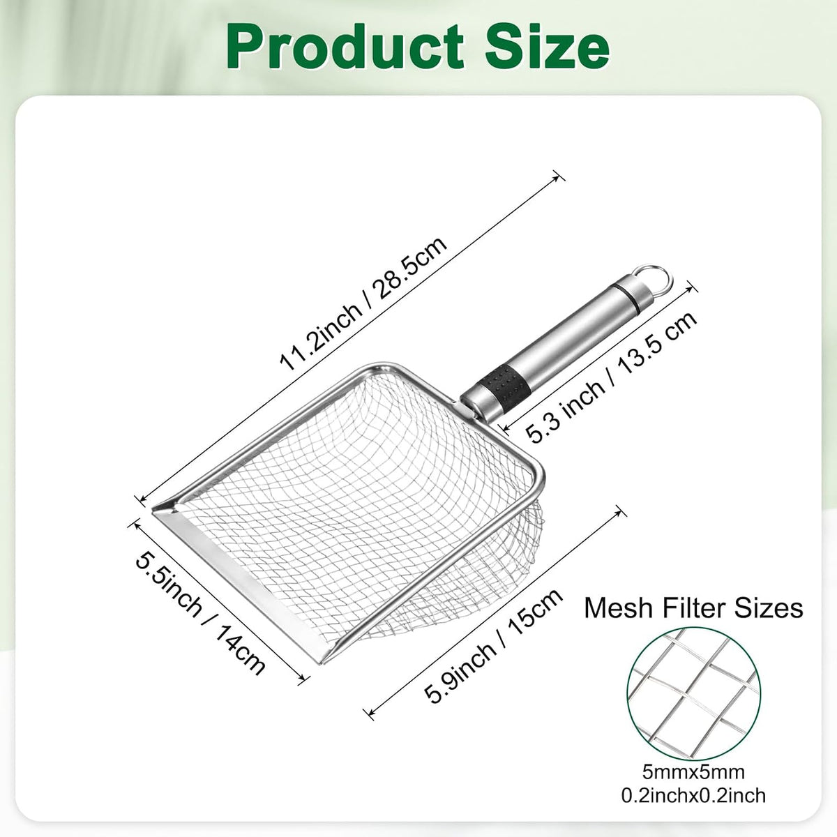 4-Pack Gardening Soil Sifter, 2/2.8/3.8/5 mm Mesh Stainless Steel Sand Soil Compost Sieve with Stainless Steel Handle for Sand/Dirt/Rock Compost, Screen Potting Scoop [Silver Tone]
