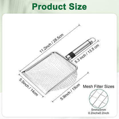 4-Pack Gardening Soil Sifter, 2/2.8/3.8/5 mm Mesh Stainless Steel Sand Soil Compost Sieve with Stainless Steel Handle for Sand/Dirt/Rock Compost, Screen Potting Scoop [Silver Tone]