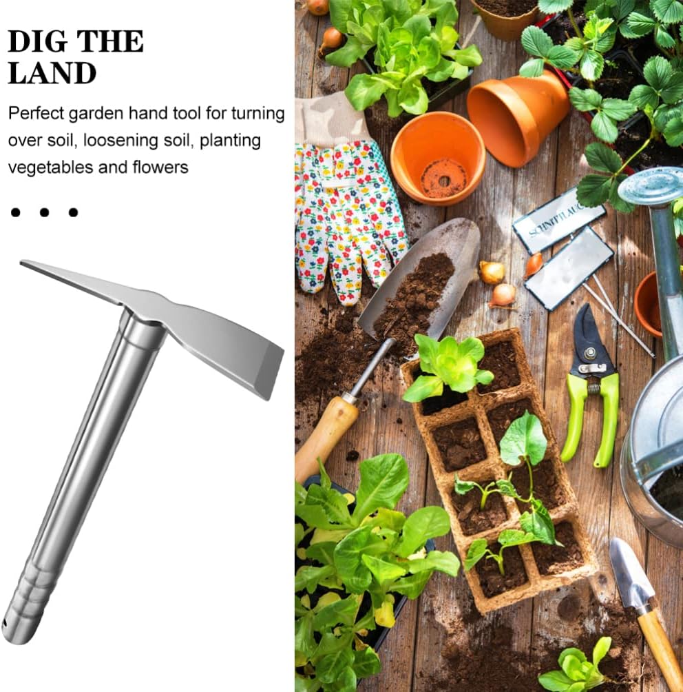 Stainless Steel Garden Hoe 15.27X7.87In Heavy Duty Outdoor Gardening Tool for Weeding Digging Loosening Soil and Transplanting
