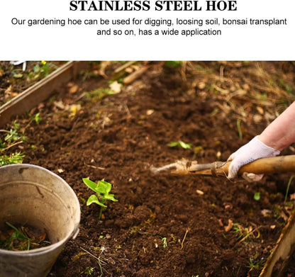 Stainless Steel Garden Hoe 15.27X7.87In Heavy Duty Outdoor Gardening Tool for Weeding Digging Loosening Soil and Transplanting