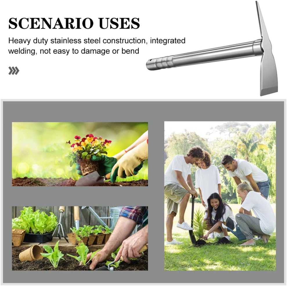 Stainless Steel Garden Hoe 15.27X7.87In Heavy Duty Outdoor Gardening Tool for Weeding Digging Loosening Soil and Transplanting
