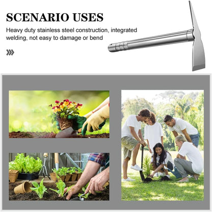 Stainless Steel Garden Hoe 15.27X7.87In Heavy Duty Outdoor Gardening Tool for Weeding Digging Loosening Soil and Transplanting
