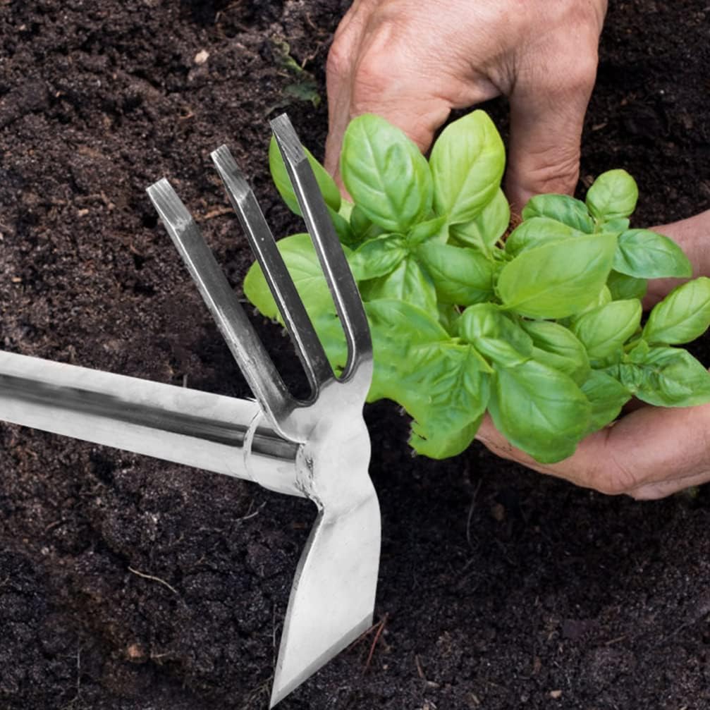 Stainless Steel Garden Hoe 15.27X7.87In Heavy Duty Outdoor Gardening Tool for Weeding Digging Loosening Soil and Transplanting