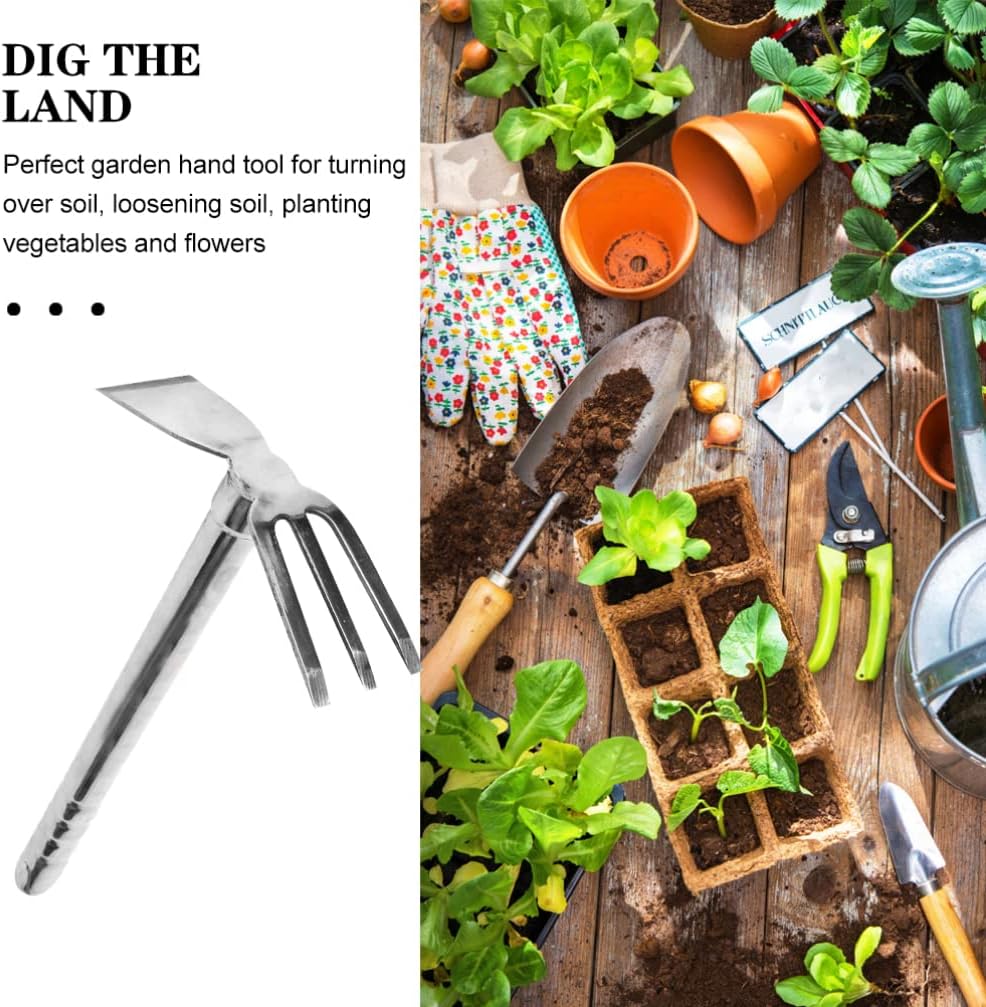 Stainless Steel Garden Hoe 15.27X7.87In Heavy Duty Outdoor Gardening Tool for Weeding Digging Loosening Soil and Transplanting
