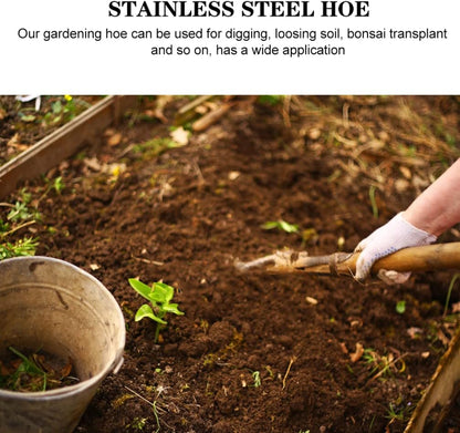 Stainless Steel Garden Hoe 15.27X7.87In Heavy Duty Outdoor Gardening Tool for Weeding Digging Loosening Soil and Transplanting