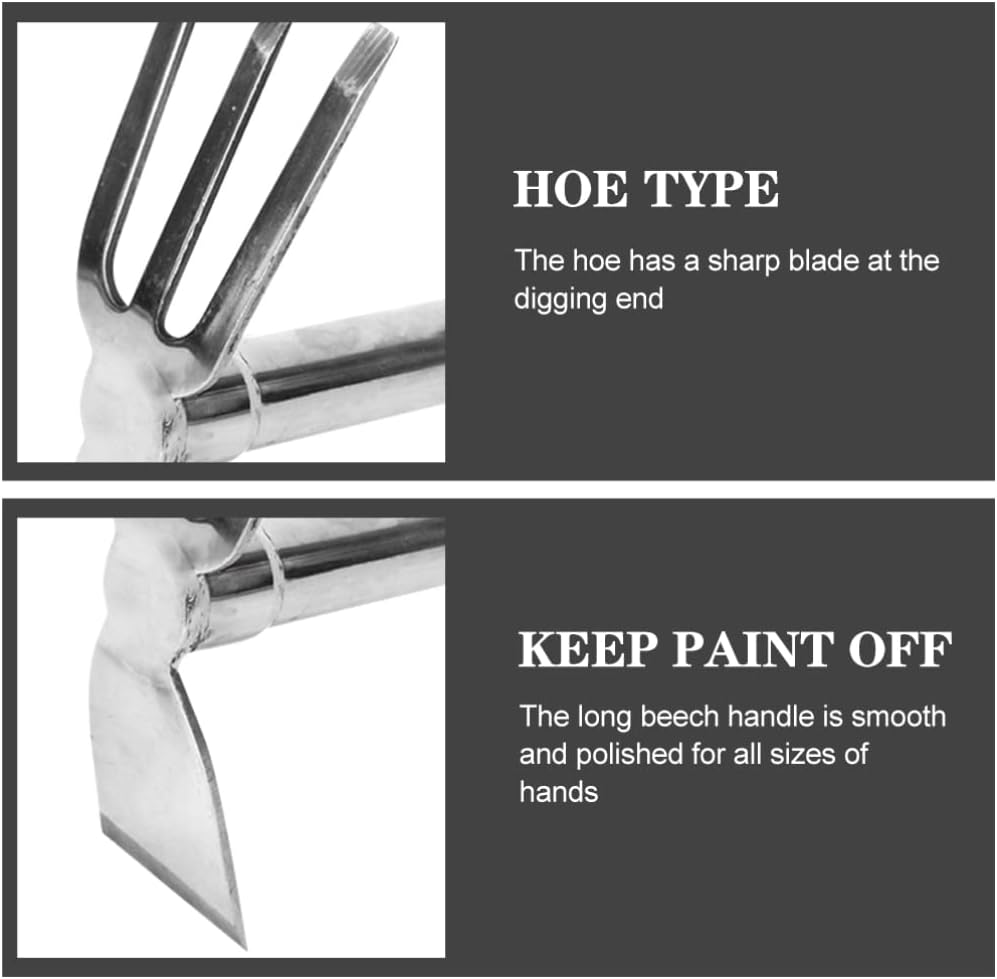 Stainless Steel Garden Hoe 15.27X7.87In Heavy Duty Outdoor Gardening Tool for Weeding Digging Loosening Soil and Transplanting