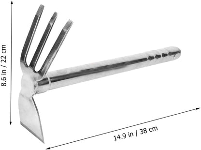 Stainless Steel Garden Hoe 15.27X7.87In Heavy Duty Outdoor Gardening Tool for Weeding Digging Loosening Soil and Transplanting