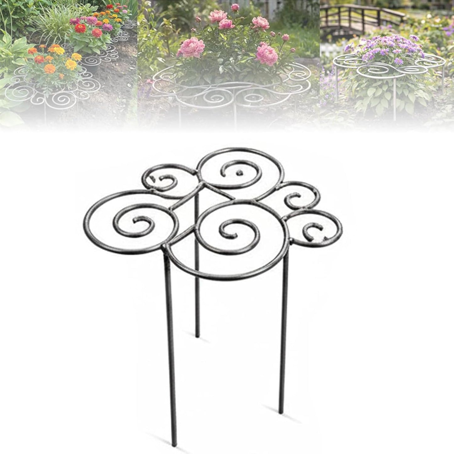 Metal Plant Support Ring for Garden,2026 New Peony Cages Stand,Decorative Grow Through Rings, Stackable Houseplant Stake, Dahlia Cage,Outdoor Orchid Clip Flower Support Frame
