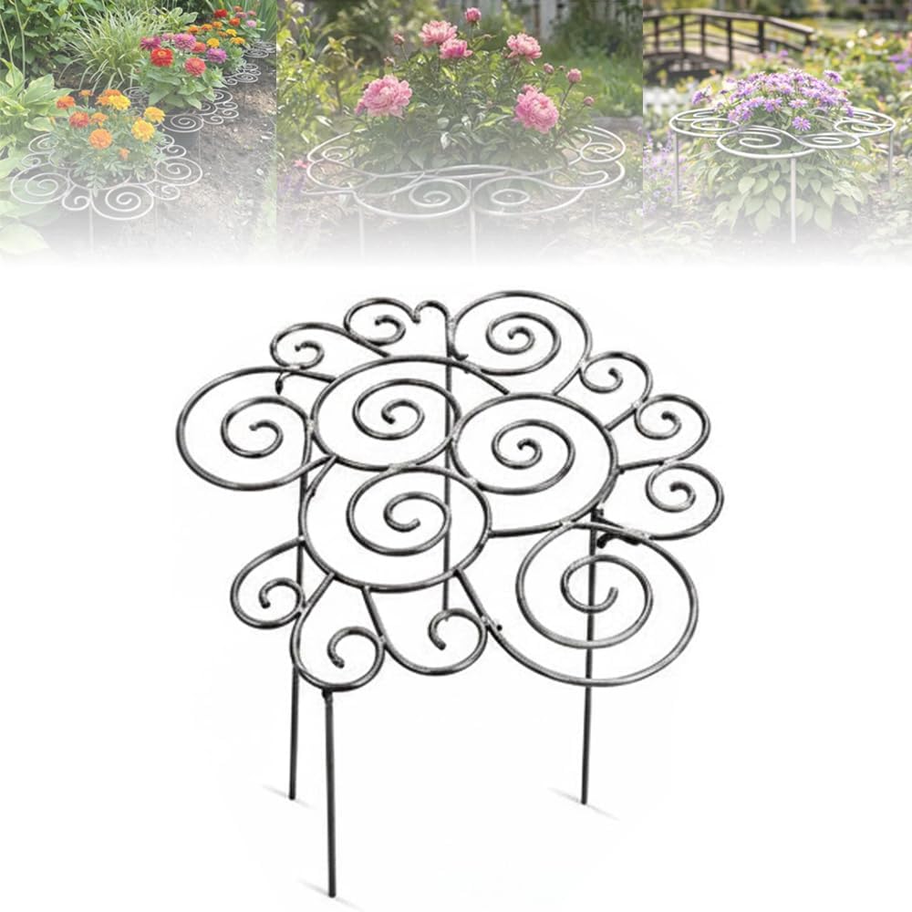 Metal Plant Support Ring for Garden,2026 New Peony Cages Stand,Decorative Grow Through Rings, Stackable Houseplant Stake, Dahlia Cage,Outdoor Orchid Clip Flower Support Frame