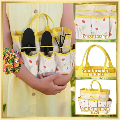 16 Pcs Mothers Day Garden Gift for Nana Women Garden Tools Sunflower Birthday Gardening Supplies from Grandson Gloves Apron Insulation Cup Fork Trowel Tote Bags for Plant Lover Present