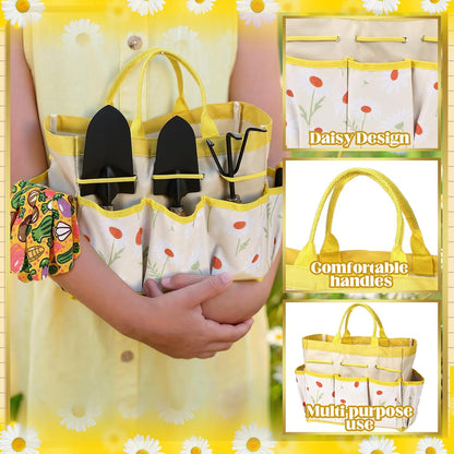 16 Pcs Mothers Day Garden Gift for Nana Women Garden Tools Sunflower Birthday Gardening Supplies from Grandson Gloves Apron Insulation Cup Fork Trowel Tote Bags for Plant Lover Present