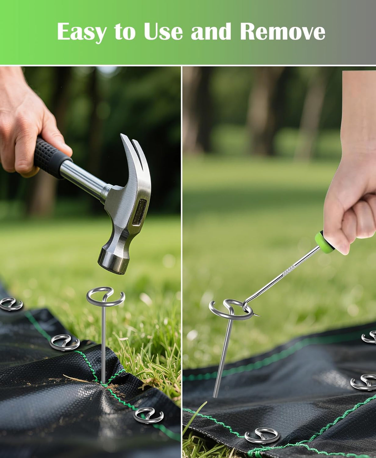 50Pcs Landscape Fabric Pins, Galvanized Circle Top Landscape Fabric Stakes