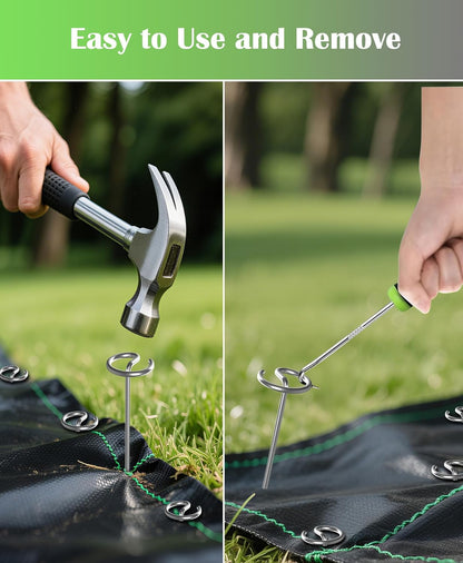 50Pcs Landscape Fabric Pins, Galvanized Circle Top Landscape Fabric Stakes