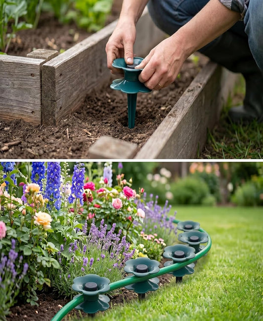 6‑Pack Garden Hose Guide Spikes – UV‑Resistant Smooth‑Spin Plastic Stake Anchors Keep Hoses Off Flower Beds, Plants, Yard & Lawn