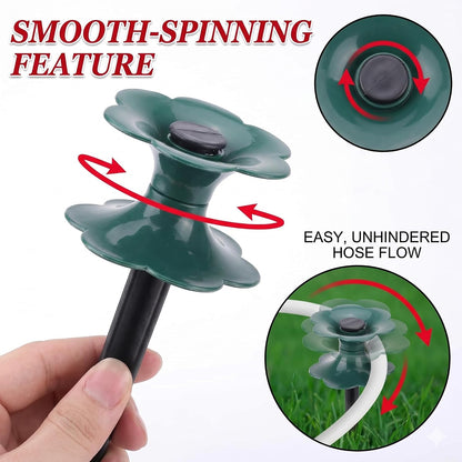 6‑Pack Garden Hose Guide Spikes – UV‑Resistant Smooth‑Spin Plastic Stake Anchors Keep Hoses Off Flower Beds, Plants, Yard & Lawn