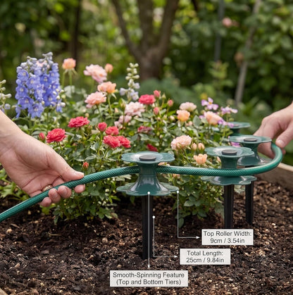 6‑Pack Garden Hose Guide Spikes – UV‑Resistant Smooth‑Spin Plastic Stake Anchors Keep Hoses Off Flower Beds, Plants, Yard & Lawn
