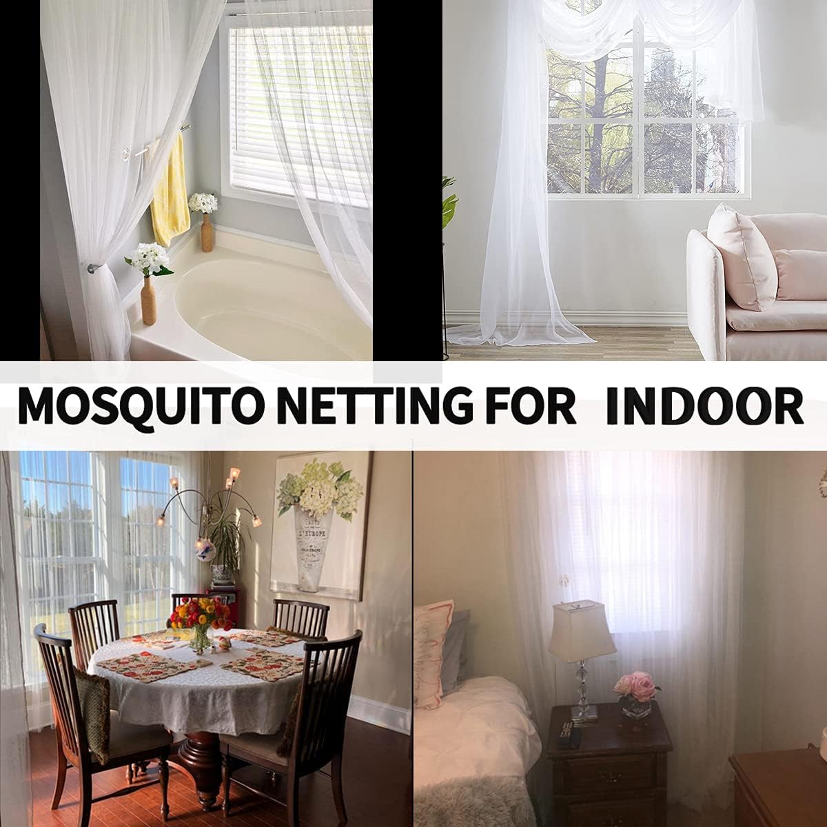 Mosquito Netting for Porch/Patio/Canopy/Garden, Outdoor Sheer Tulle Curtains Mesh Net, Decoration Netting for Party Wedding Arch Draping&Ceiling Drapes Fabric, Beige 54x108in