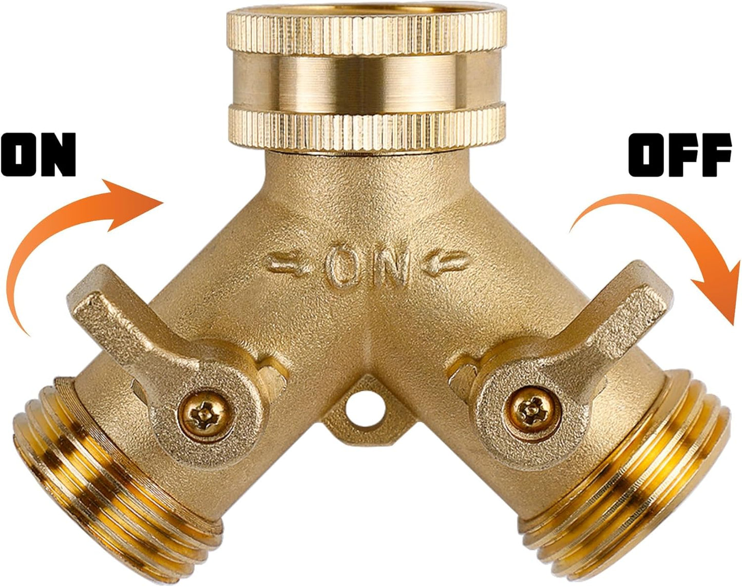 Triumpeek Brass Garden Hose Splitter, 3/4 Inch 2-Way Y Brass Hose Connector with O-ring Washers & Tape