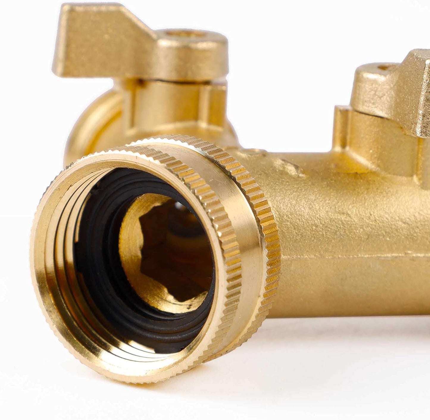 Triumpeek Brass Garden Hose Splitter, 3/4 Inch 2-Way Y Brass Hose Connector with O-ring Washers & Tape