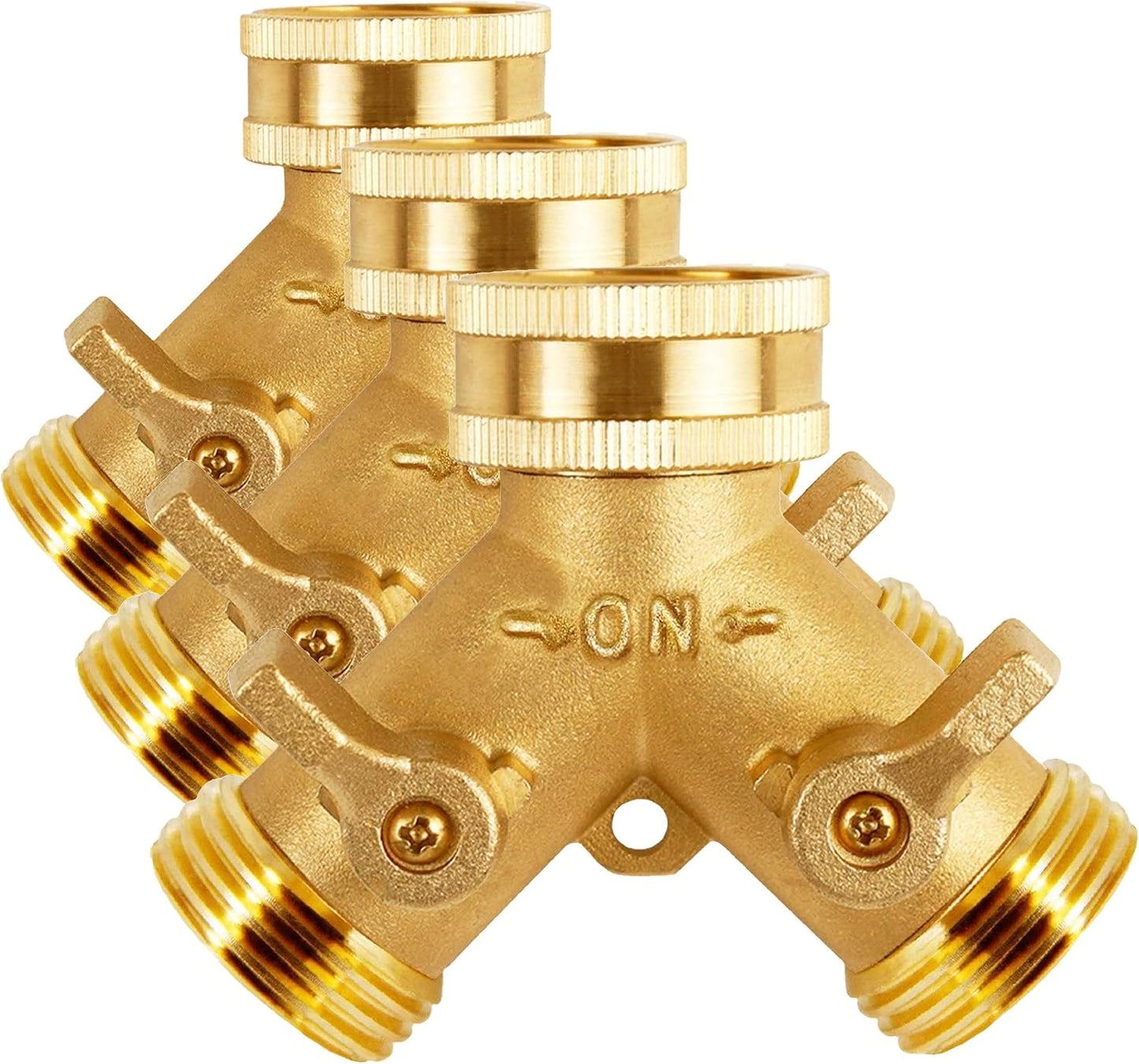 Triumpeek Brass Garden Hose Splitter, 3/4 Inch 2-Way Y Brass Hose Connector with O-ring Washers & Tape