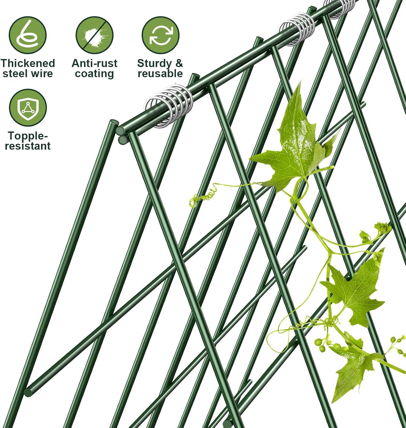 Cucumber Trellis, Garden Trellis for Climbing Plants Outdoor, Foldable A-Frame Trellis, Cucumber Trellis for Raised Bed for Cucumbers, Peas, or Tomatoes (Green, Small Grid 48‘’H*34''W)