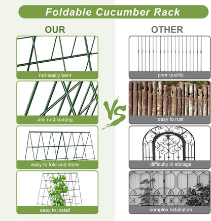 Cucumber Trellis, Garden Trellis for Climbing Plants Outdoor, Foldable A-Frame Trellis, Cucumber Trellis for Raised Bed for Cucumbers, Peas, or Tomatoes (Green, Small Grid 48‘’H*34''W)
