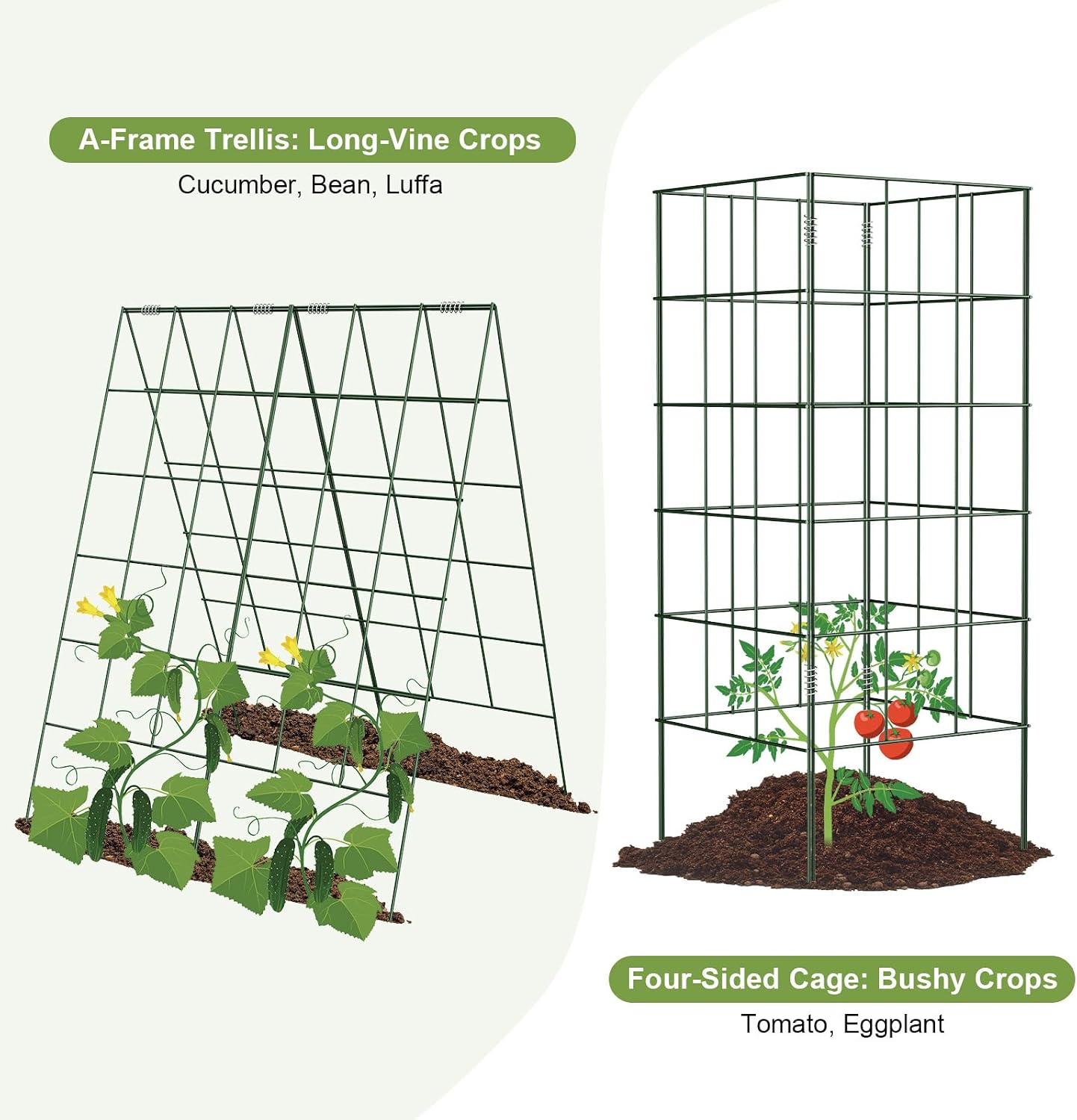 Cucumber Trellis, Garden Trellis for Climbing Plants Outdoor, Foldable A-Frame Trellis, Cucumber Trellis for Raised Bed for Cucumbers, Peas, or Tomatoes (Green, Small Grid 48‘’H*34''W)