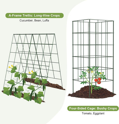 Cucumber Trellis, Garden Trellis for Climbing Plants Outdoor, Foldable A-Frame Trellis, Cucumber Trellis for Raised Bed for Cucumbers, Peas, or Tomatoes (Green, Small Grid 48‘’H*34''W)