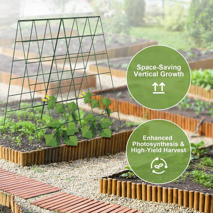 Cucumber Trellis, Garden Trellis for Climbing Plants Outdoor, Foldable A-Frame Trellis, Cucumber Trellis for Raised Bed for Cucumbers, Peas, or Tomatoes (Green, Small Grid 48‘’H*34''W)