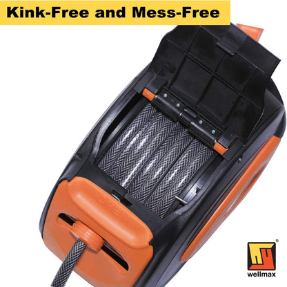 Retractable Water Hose Reel with Wall Mount, Flexible Garden Hoses Expandable Up to 65ft + 7ft Hose Connector, Kink Free and Convenient Storage