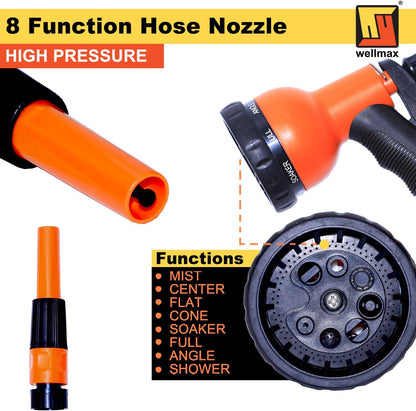 Retractable Water Hose Reel with Wall Mount, Flexible Garden Hoses Expandable Up to 65ft + 7ft Hose Connector, Kink Free and Convenient Storage