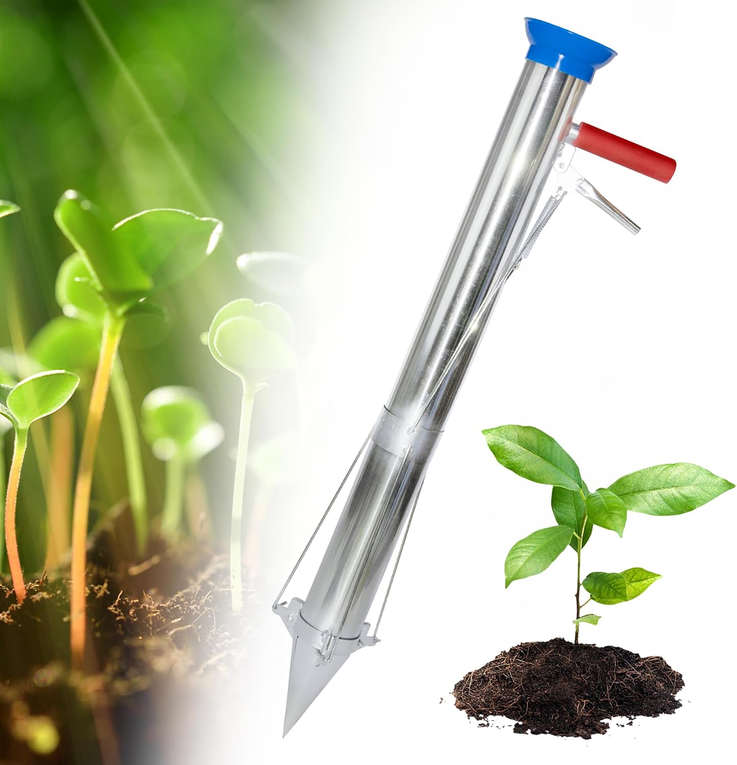Seedling Transplanter Long Handled Bulb Planter Tools Stainless Steel