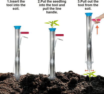 Seedling Transplanter Long Handled Bulb Planter Tools Stainless Steel