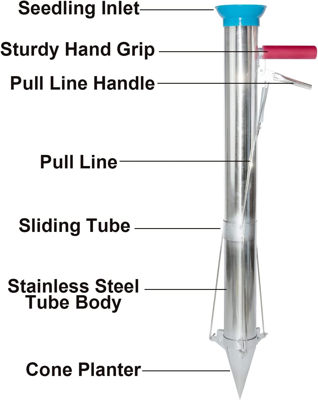 Seedling Transplanter Long Handled Bulb Planter Tools Stainless Steel