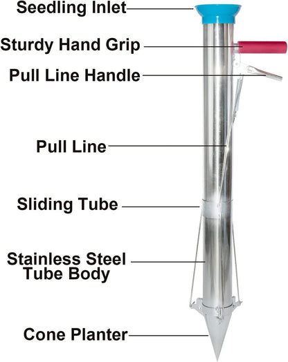 Seedling Transplanter Long Handled Bulb Planter Tools Stainless Steel