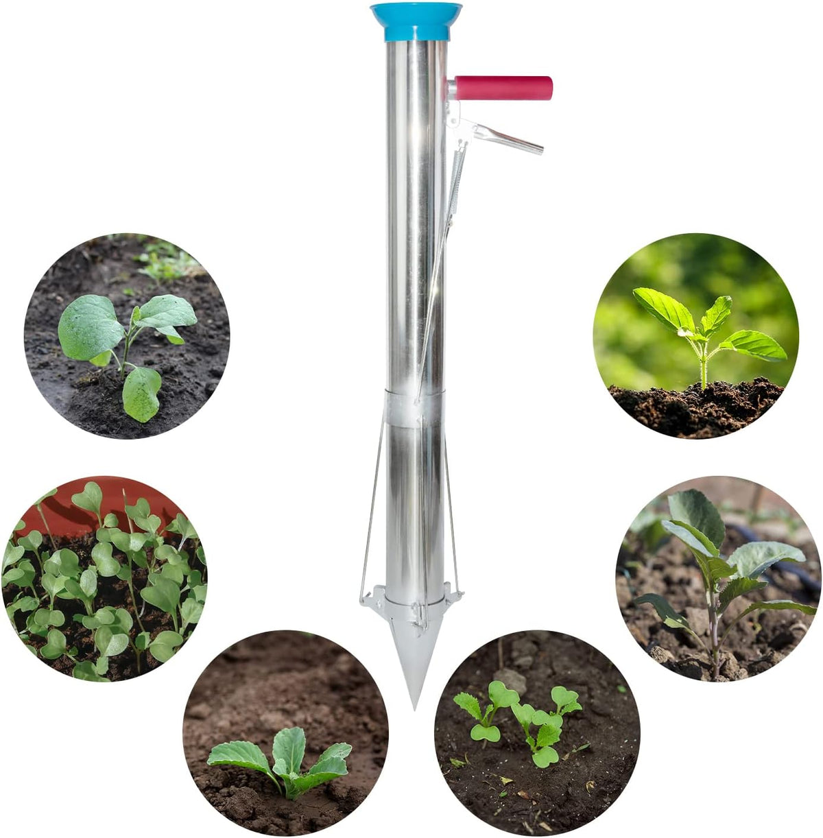 Seedling Transplanter Long Handled Bulb Planter Tools Stainless Steel