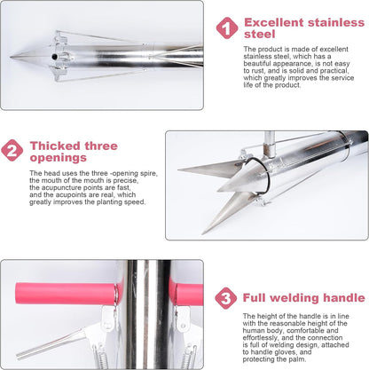 Seedling Transplanter Long Handled Bulb Planter Tools Stainless Steel