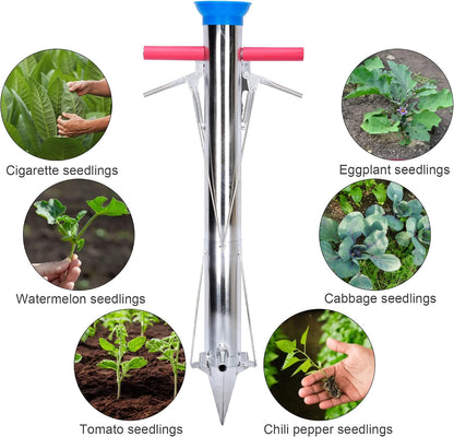 Seedling Transplanter Long Handled Bulb Planter Tools Stainless Steel