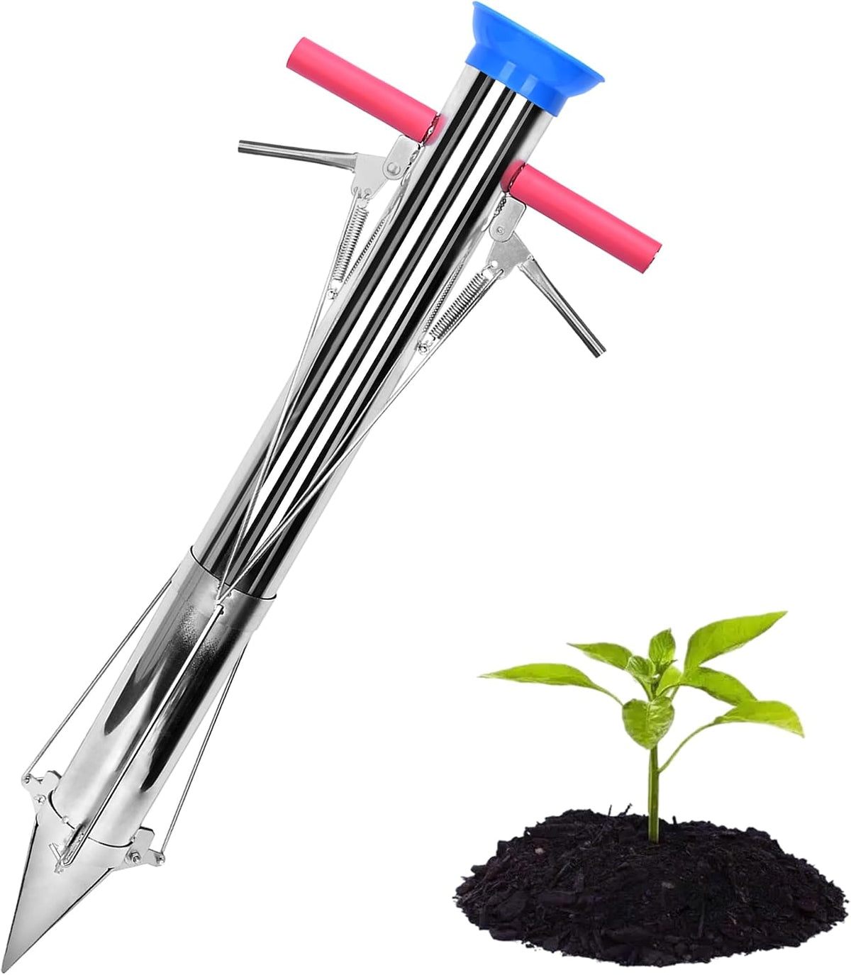 Seedling Transplanter Long Handled Bulb Planter Tools Stainless Steel