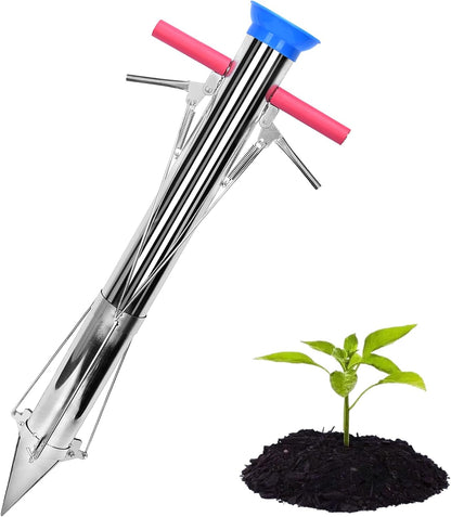 Seedling Transplanter Long Handled Bulb Planter Tools Stainless Steel
