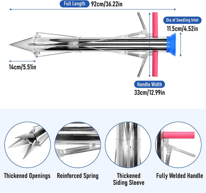 Seedling Transplanter Long Handled Bulb Planter Tools Stainless Steel