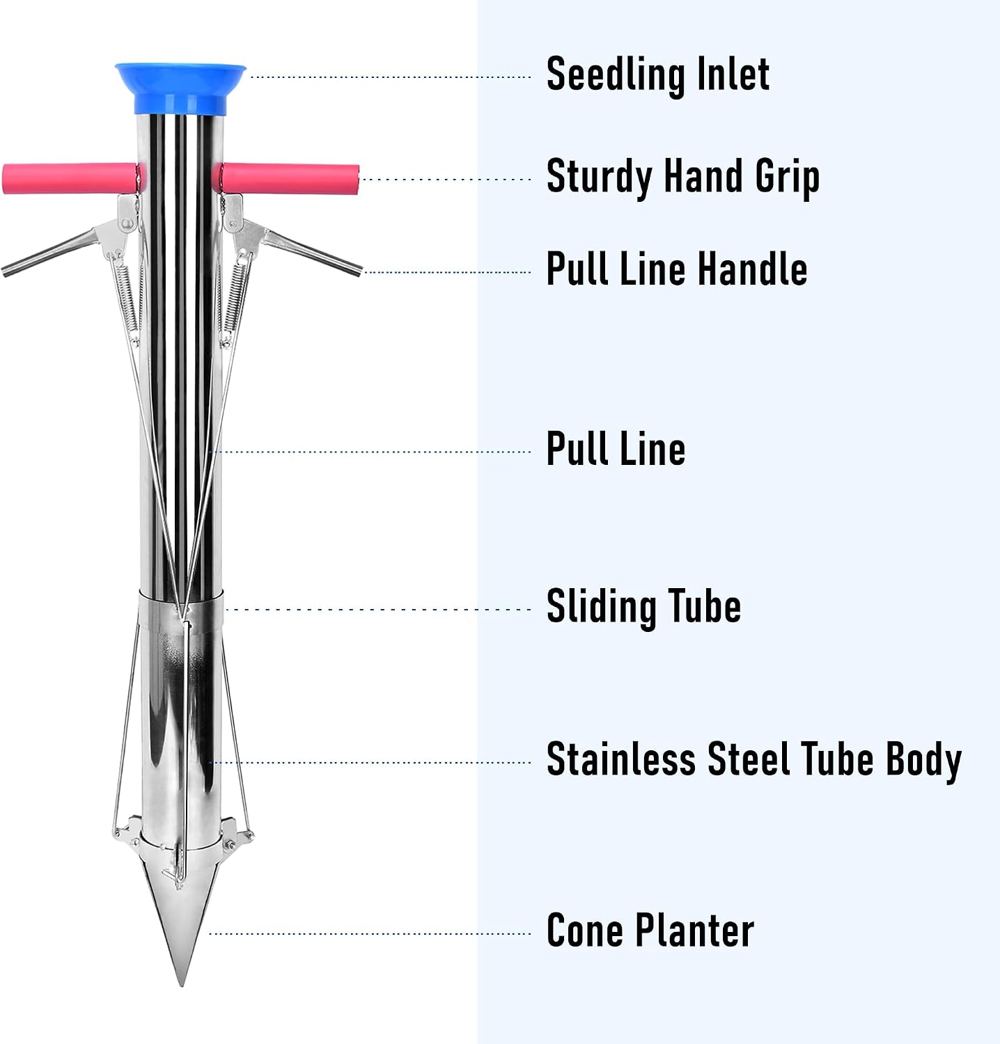Seedling Transplanter Long Handled Bulb Planter Tools Stainless Steel