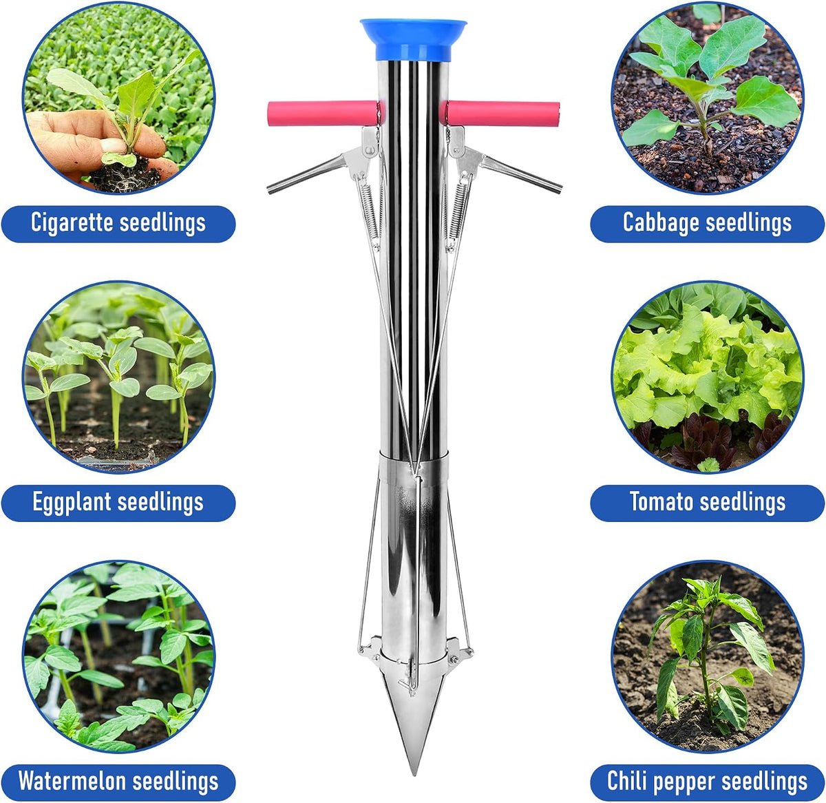 Seedling Transplanter Long Handled Bulb Planter Tools Stainless Steel