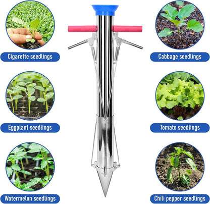 Seedling Transplanter Long Handled Bulb Planter Tools Stainless Steel